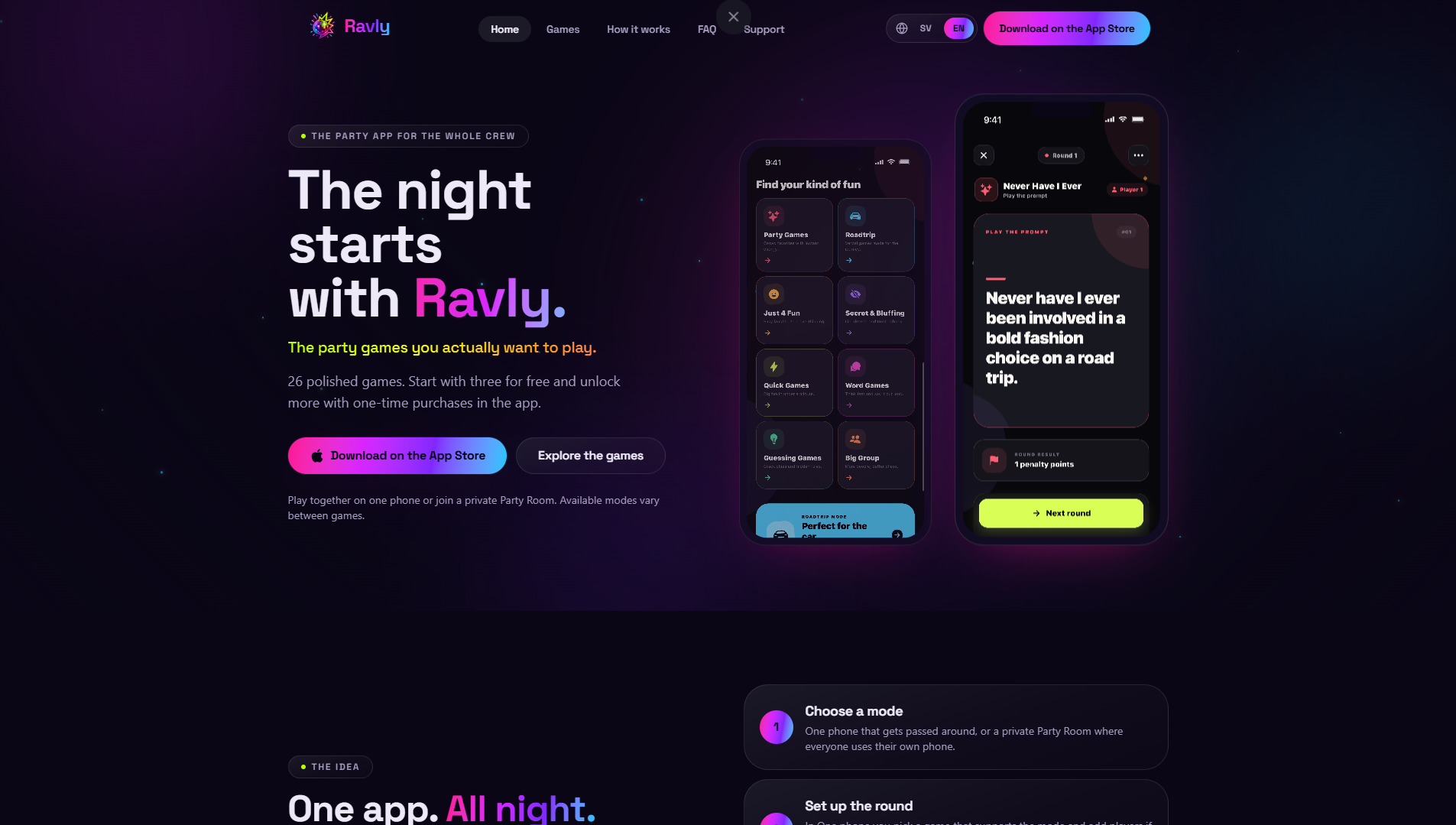 Ravlys webbplats och mobilapp för sällskapsspel utvecklade av Kalo Marketing Solutions